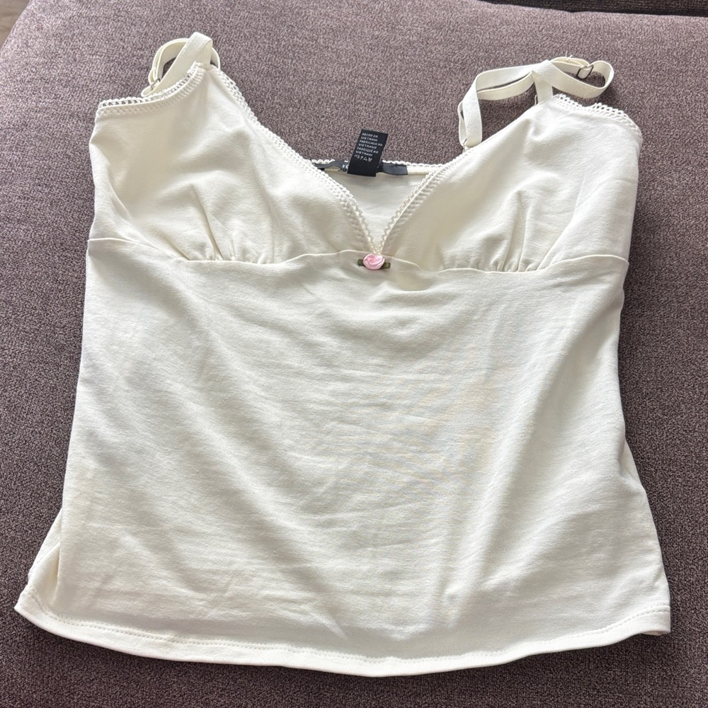 Forever 21 Ivory Lace Detail Top